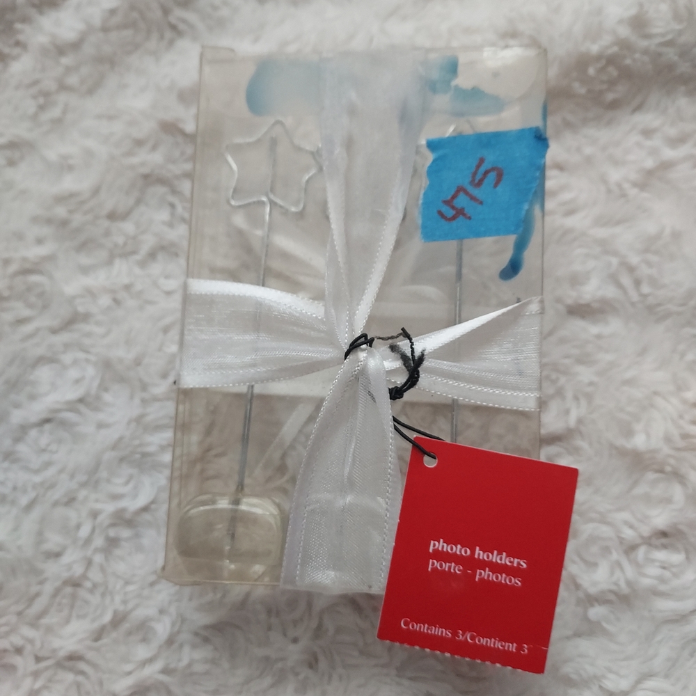 Pier 1 Star Desktop Picture Holders Display With Clear Base Set of 3